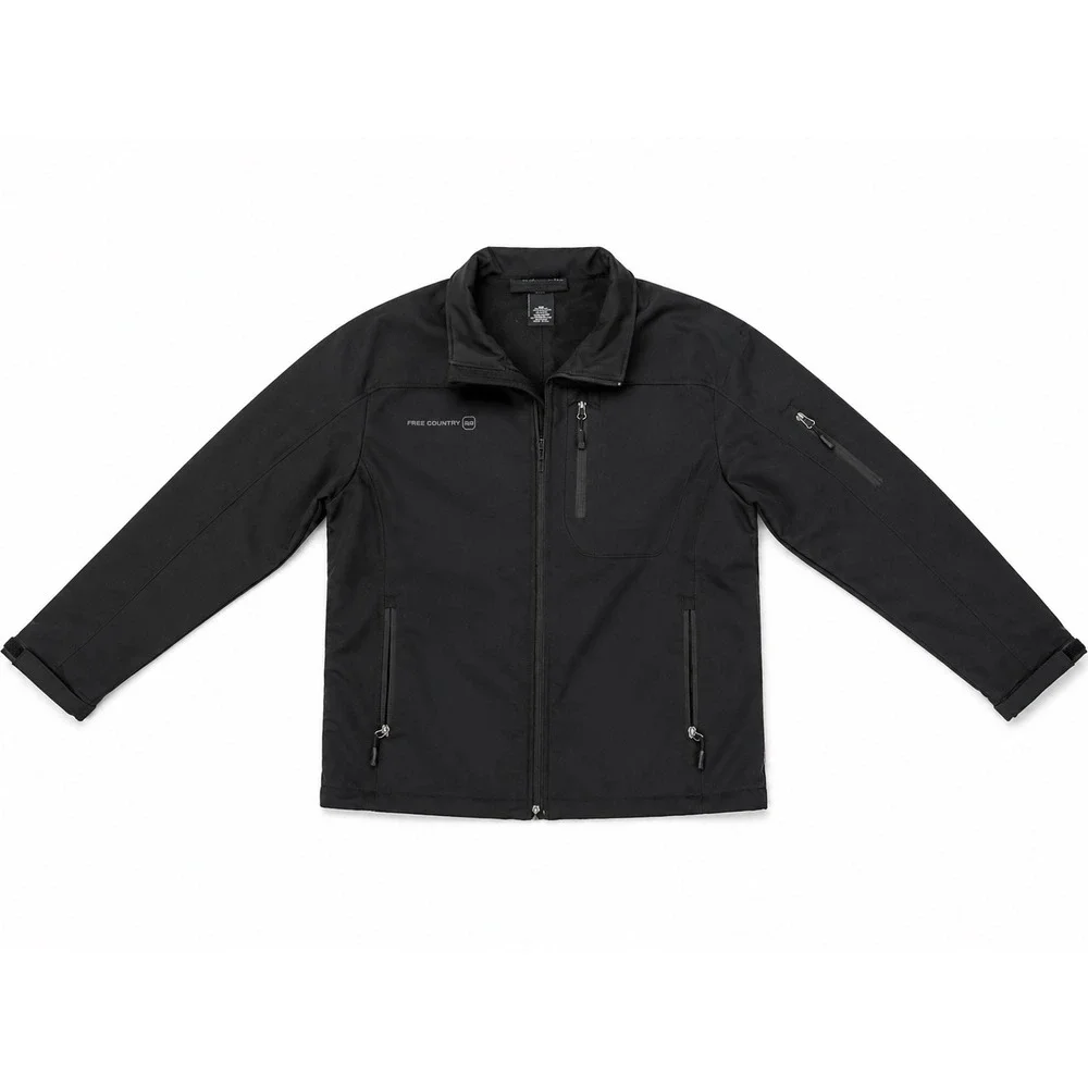Free Country Men's Softshell Jacket Black Full Zip Outdoor Coat Size Medium